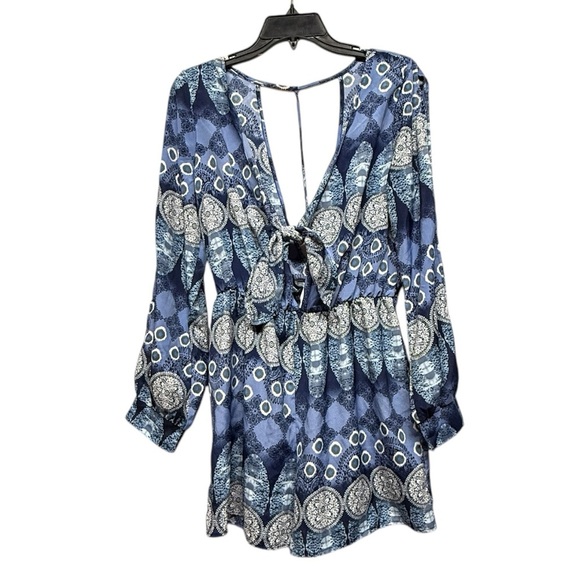 Navy Blue   Jumpsuit Romper with Elastic Waist - Picture 2 of 5